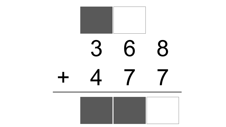 Three-step unsolved addition split into chunks