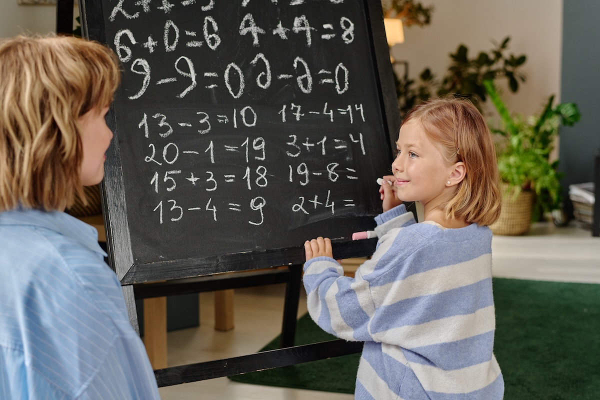 Mom and daughter blackboard